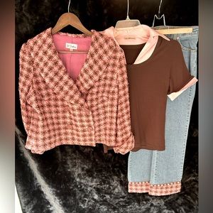 Vintage 3-piece Set with jacket, top and matching denim jeans